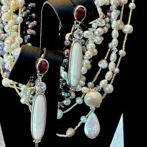 Sterling 1.75” White Buffalo, Garnet & Topaz